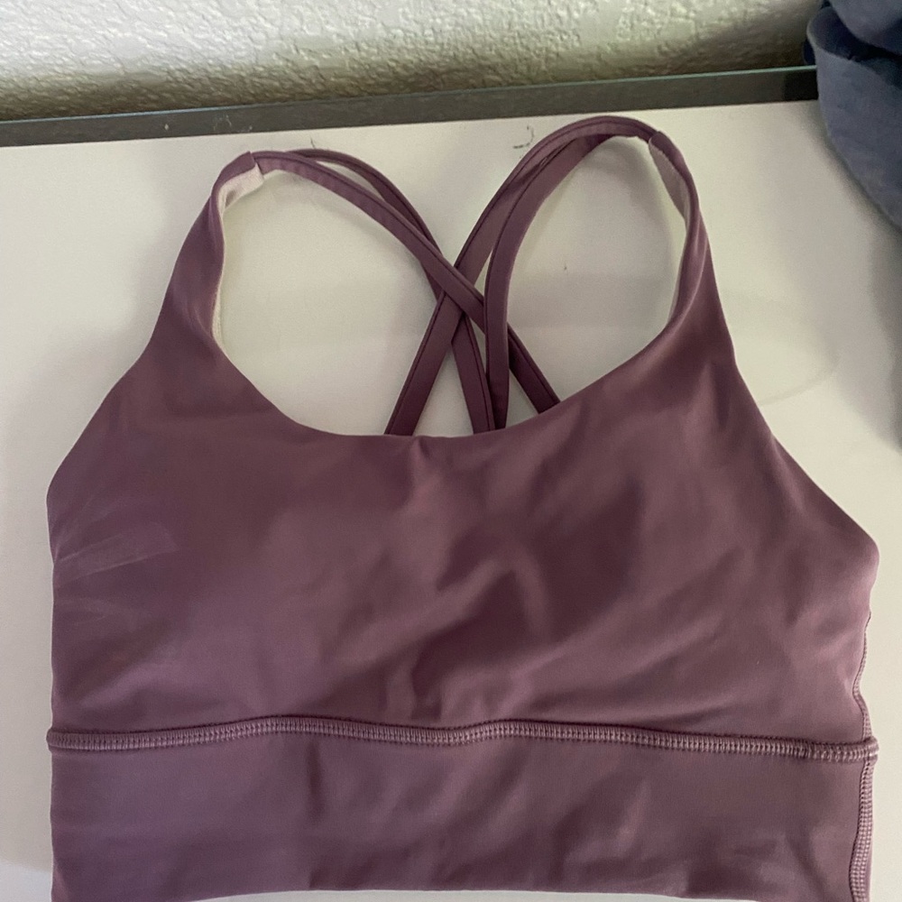 Lululemon Purple Sports Bra Crisscross Straps Scoop Neck